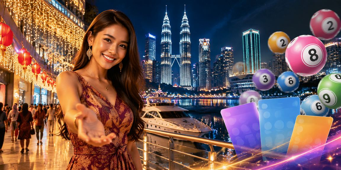 Permainan loteri dalam talian dengan suasana Kuala Lumpur yang moden