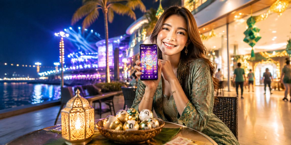 Perayaan Hari Raya Malaysia dengan tema loteri dan hiburan tempatan yang meriah